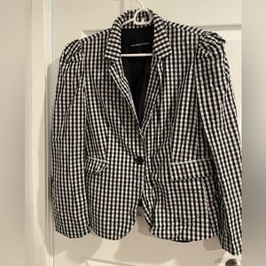 Black Gingham puff sleeve blazer